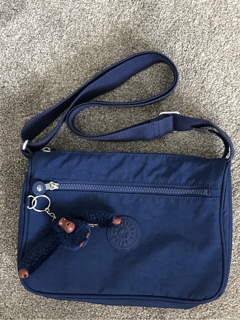 Kipling Callie Blue Nylon Crossbody Bag w/ Signature Monkey Keychain - Picture 3 of 7